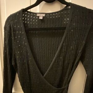 Ann Taylor Black Knit Sweater with Sequins